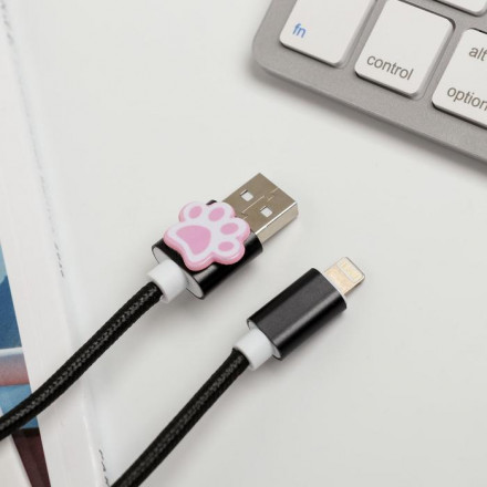 Набор: держатель для провода и кабель USB iPhone «Кот», 1 м