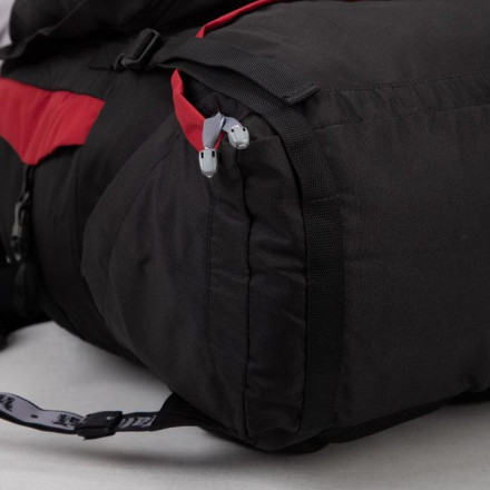 Рюкзак туристический, 80 л, отдел на молнии, 3 наружных кармана, цвет чёрный/серый/бордовый