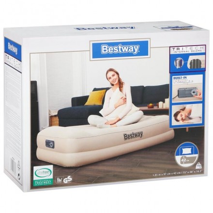 Кровать надувная Twin, 191 x 97 x 42 см, со встроенным электронасосом, 67694 Bestway