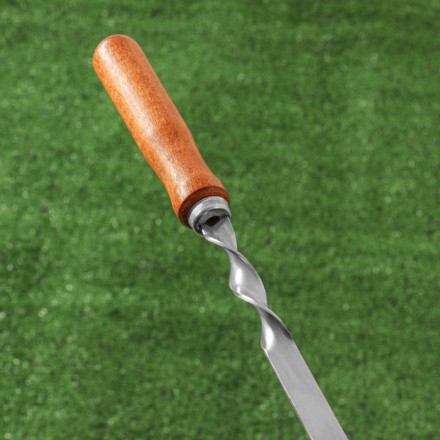 Шампур с деревянной ручкой &quot;Премиум&quot;, 65 х 1,25 см, нержавеющая сталь 2 мм