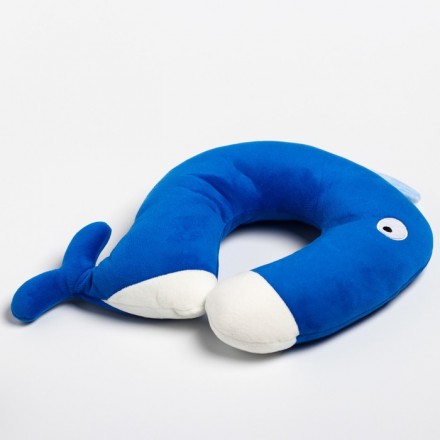 Детская подушка для путешествий «Кит», цвет синий