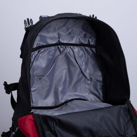 Рюкзак туристический, 40 л, отдел на молнии, 3 наружных кармана, цвет чёрный/серый/бордовый