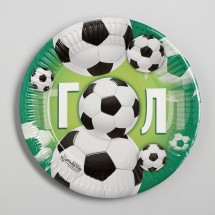 Бумажная тарелка «Гол», мячики, 18 см (Цена за 10 шт.)