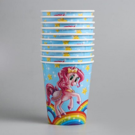 Бумажный стакан «Красавица пони. Радуга и звезды», 250 мл (Цена за 10 шт.)