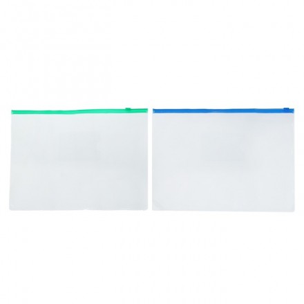 Папка-конверт на ZIP-молнии В5 (289х214 мм), 140 мкм, ErichKrause PVC Zip Pocket, до 100 листов, прозрачная с цветной молнией (Цена за 12 шт.)