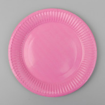 Тарелка бумажная, однотонная, цвет розовый (Цена за 10 шт.)