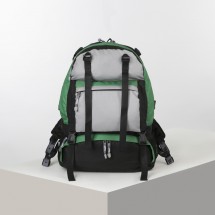 Рюкзак туристический, 40 л, отдел на молнии, 3 наружных кармана, цвет чёрный/зелёный
