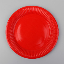 Тарелка бумажная, однотонная, цвет красный (Цена за 10 шт.)