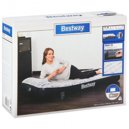 Кровать надувная Twin, 188 x 99 x 30 см, со встроенным электронасосом, 67834 Bestway