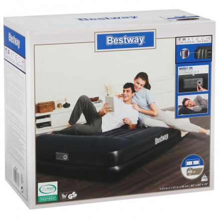 Кровать надувная Tritech Airbed Queen, 203 x 152 x 46 см, со встроенным электронасосом, 67403 Bestway