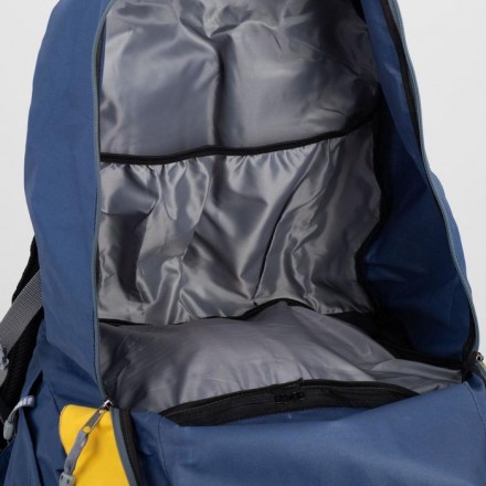 Рюкзак туристический, 80 л, отдел на молнии, 3 наружных кармана, цвет синий/серый/жёлтый