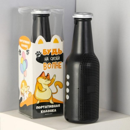Портативная колонка &quot;Бутылка&quot;, черная, модель ES-02, 22,1 х 7 см