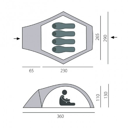 Палатка BTrace Omega 4+ быстросборная, двухслойная, четырёхместная, цвет зеленый