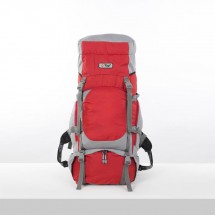 Рюкзак туристический, 65 л, отдел на шнурке, 2 наружных кармана, 2 боковых кармана, цвет серый/красный
