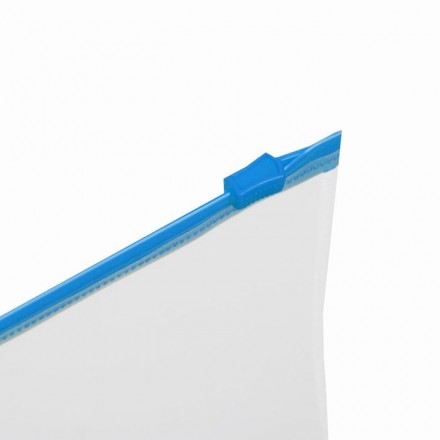 Папка-конверт на ZIP-молнии A4, 150 мкм, Calligrata, прозрачная, синяя молния (Цена за 12 шт.)