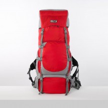 Рюкзак туристический, 100 л, отдел на шнурке, 2 наружных кармана, 2 боковых кармана, цвет красный/серый