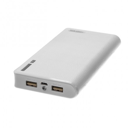 Внешний аккумулятор LuazON PB-01, 7200 мАч, 2 USB, 1/2.1 А, фонарик, белый