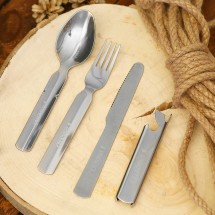 Набор столовых приборов туристический «СЛЕДОПЫТ», ложка, вилка, нож, открывашка