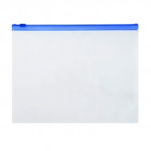 Папка-конверт на ZIP-молнии A5, 150 мкм, Calligrata, прозрачная, синяя молния (Цена за 12 шт.)