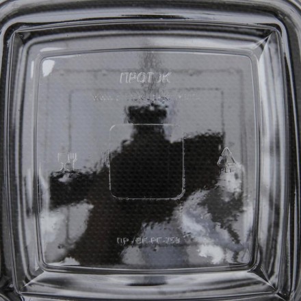 Контейнер одноразовый с неразъёмной крышкой ПР-СК-РГ-750А, 750 мл, 16,8×16,8×6 см, цвет прозрачный (Цена за 200 шт.)