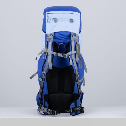 Рюкзак туристический, 100 л, отдел на стяжке, 2 наружных кармана, 2 боковых кармана, цвет голубой