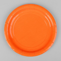 Тарелка бумажная, однотонная, цвет оранжевый (Цена за 10 шт.)