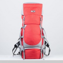 Рюкзак туристический, 120 л, отдел на стяжке, 2 наружных кармана, 2 боковых кармана, цвет серый/красный