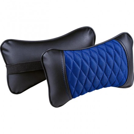 Подушка автомобильная, для шеи Element, жаккард-экокожа, синий/черный, 2 шт
