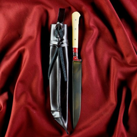Нож Корд Куруш - средний узкий, кость, ёрма, гарда гравировка (15-18 см)