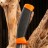 Нож туристический, лезвие 10см, рукоять черная с оранжевыми вставками
