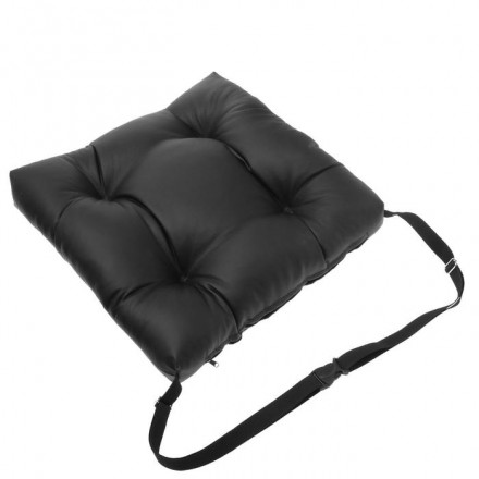 Подушка на сиденье из экокожи, с фиксирующим ремнем, черная