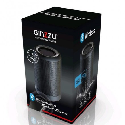 Портативная колонка Ginzzu GM-892B, 5Вт, AUX, microSD, Bluetooth4.2, 1200мАч, чёрный