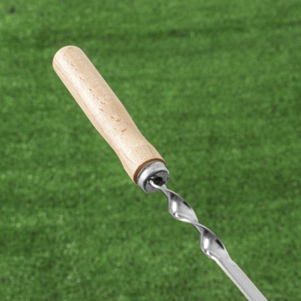 Шампур с деревянной ручкой &quot;Уголок&quot;, 58 х 1 см, нержавеющая сталь 1,5 мм