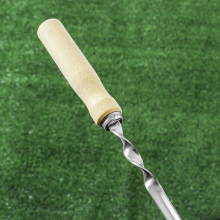 Шампур с деревянной ручкой &quot;Уголок&quot;, 58 х 1 см, нержавеющая сталь 2 мм