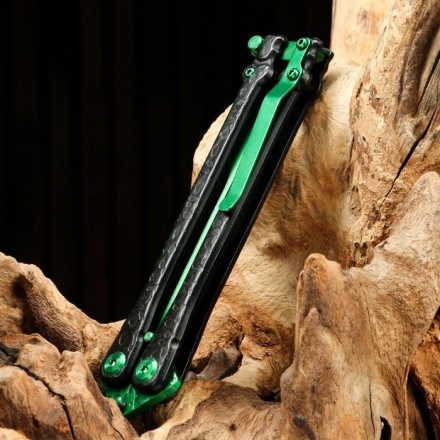 Нож-бабочка &quot;Богомол&quot; зеленый, сталь - 440, рукоять - сталь, 20 см