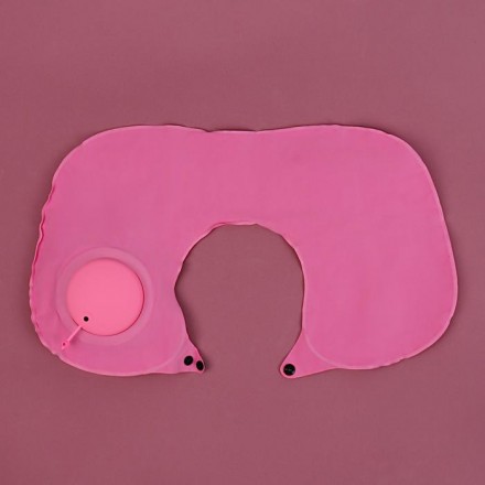 Подушка для шеи дорожная, надувная, с насосом, 47 × 27 см, цвет МИКС