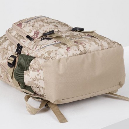 Рюкзак туристический, 2 отдела на молнии, 5 наружных карманов, цвет бежевый