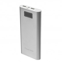 Внешний аккумулятор LuazON, 20000 мАч, 2 USB, 1/2 А, фонарик, металлический корпус, серый