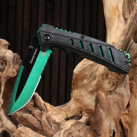 Нож складной &quot;Хамелеон&quot; сталь - 420, рукоять - пластик, зеленый, 21 см
