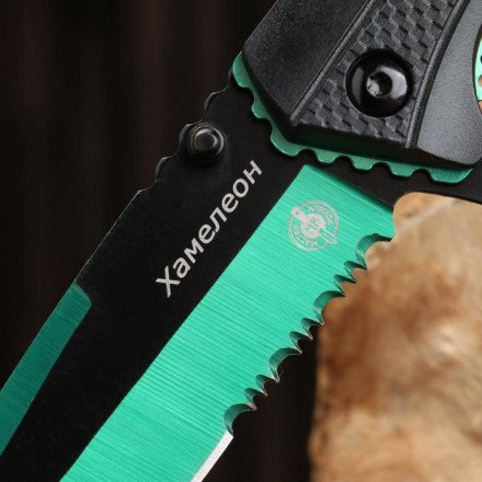 Нож складной &quot;Хамелеон&quot; сталь - 420, рукоять - пластик, зеленый, 21 см