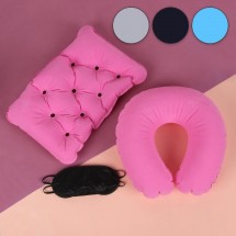 Набор путешественника: подушка для шеи, подушка вентилируемая, маска для сна, цвет МИКС