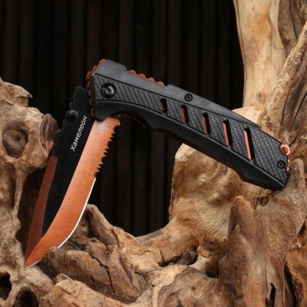 Нож складной &quot;Хамелеон&quot; сталь -420, рукоять - пластик, оранжевый, 21 см