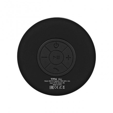 Портативная колонка TFN Mini, 3 Вт, Bluetooth 5.0, microUSB, IPX5, 1200 мАч, черная